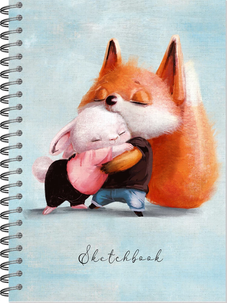 Sketchbook – Hugs. Fox and Bunny, A5, 60 sheets, unlined