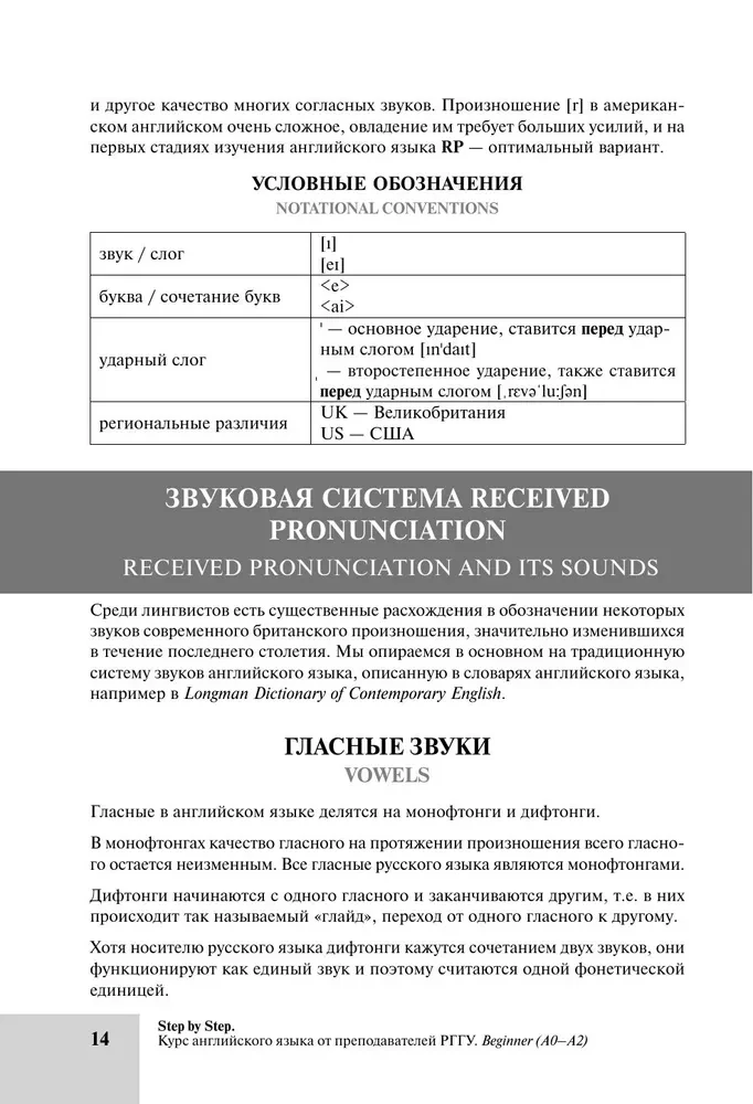 Englischkurs von Lehrern der RGUG. Anfänger (A0–A2). Schritt für Schritt