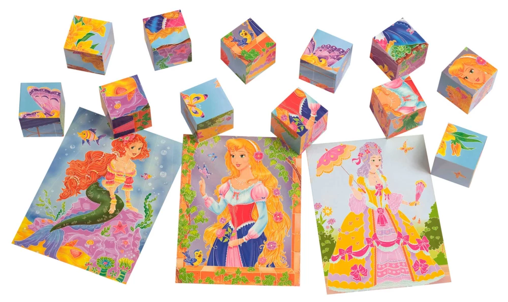 Умные кубики  в поддончике. 12 штук. Волшебные красавицы