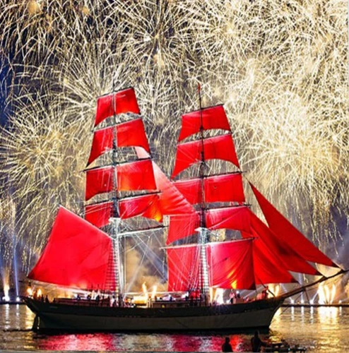 Bild nach Zahlen 30x30 - Sankt Petersburg. Rote Segel