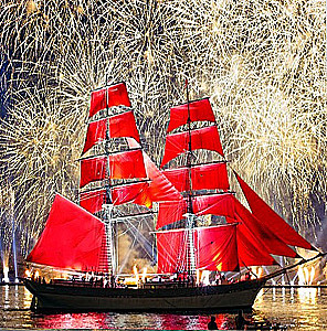 Bild nach Zahlen 30x30 - Sankt Petersburg. Rote Segel