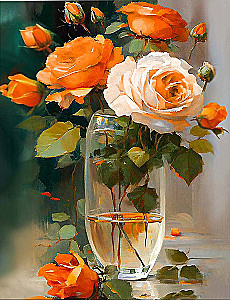 Bild nach Zahlen 40x50 - Orange Rosen