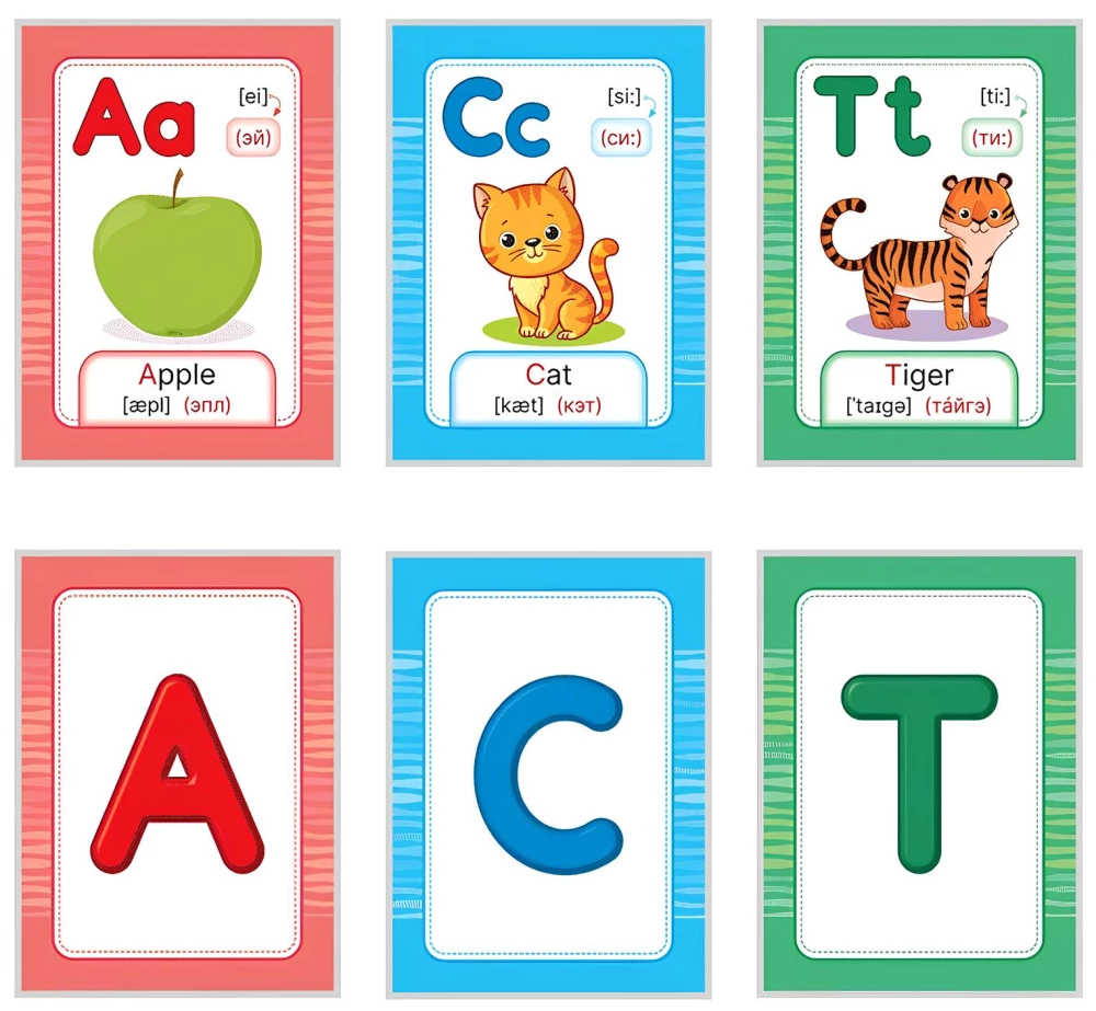 Inglise tähestik. 26 õppekaarti