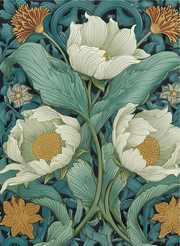 Блокнот Botanica (белые цветы на голубом фоне)