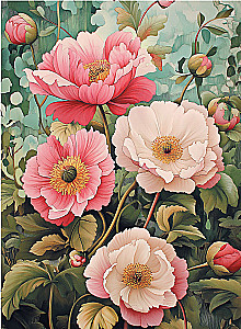 Блокнот Botanica (белые и розовые цветы на голубом фоне)