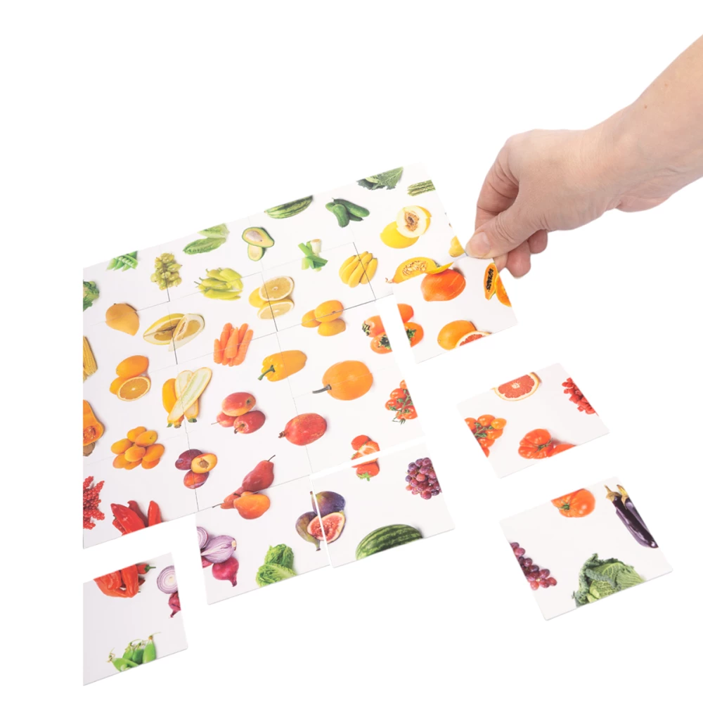 Gra planszowa - Szurum-Burum. Znajdź połowę (warzywa, owoce)