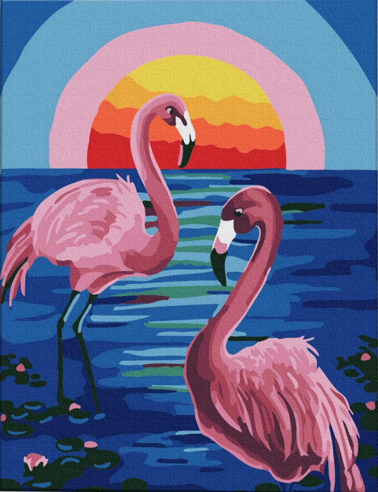 Obraz według numerów - Różowe flamingi