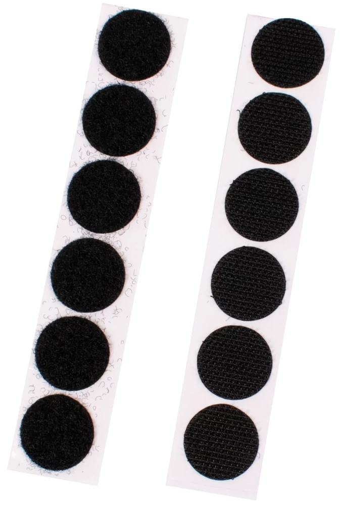 Kleepuvate padjakestega komplekt, 12 tk, mustad