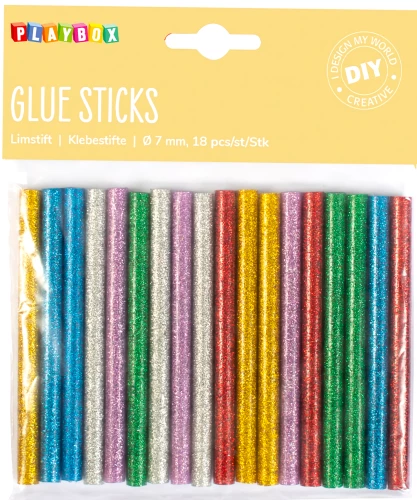 Klebestifte, 18 Stück, mit Glitzer