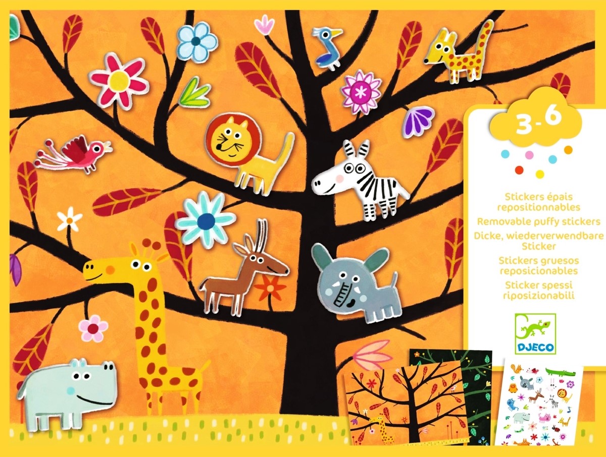 Reusable Stickers. Animals on the Tree