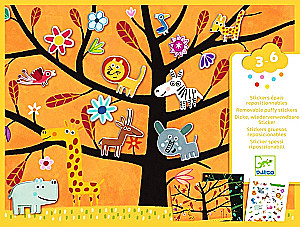 Многоразовые наклейки. Животные на дереве