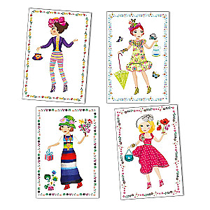 Многоразовые наклейки - Большая мода + карточки с куклами