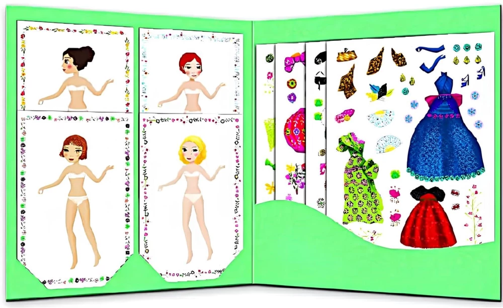 Многоразовые наклейки - Большая мода + карточки с куклами