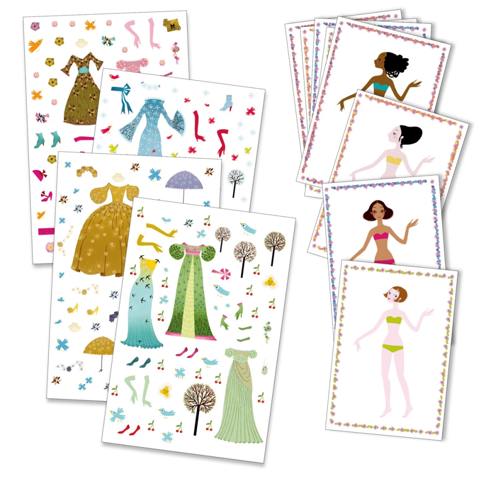 Многоразовые наклейки - Платья на 4 сезона + бумажные куклы