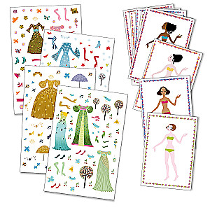 Многоразовые наклейки - Платья на 4 сезона + бумажные куклы