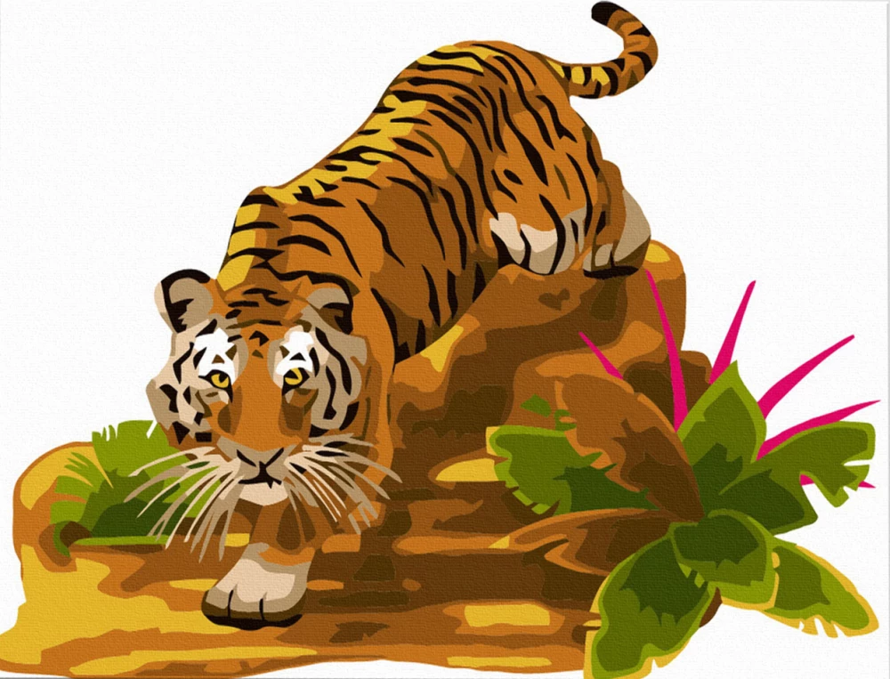 Malerei nach Zahlen 15x20 cm - Tiger im Dschungel