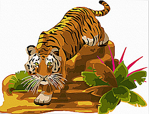 Malerei nach Zahlen 15x20 cm - Tiger im Dschungel