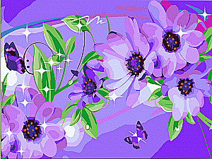 Zahlenmalerei 15x20 cm - Violette Blumen