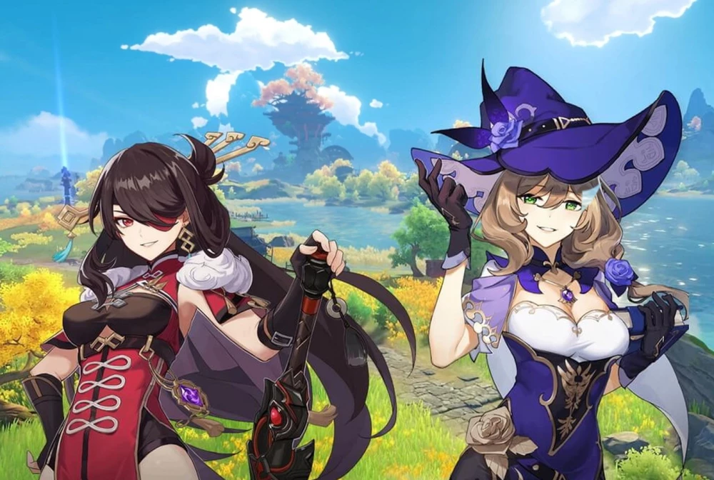 Malen nach Zahlen 30x40 cm - Genshin. Beidou und Lisa