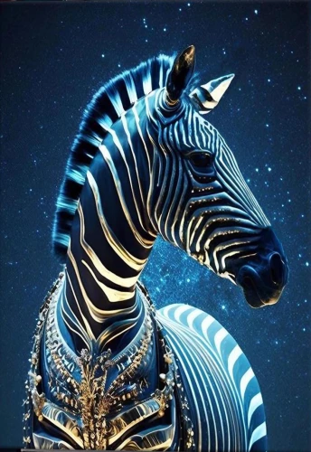 Gemälde nach Zahlen mit Kristallen 40x50 cm - Mythische Zebra