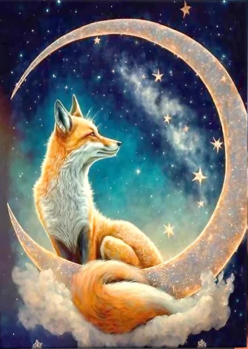 Glezna pēc numuriem ar kristāliem no kristāla 40x50 cm - Zvaigžņu lapsa