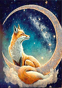 Glezna pēc numuriem ar kristāliem no kristāla 40x50 cm - Zvaigžņu lapsa