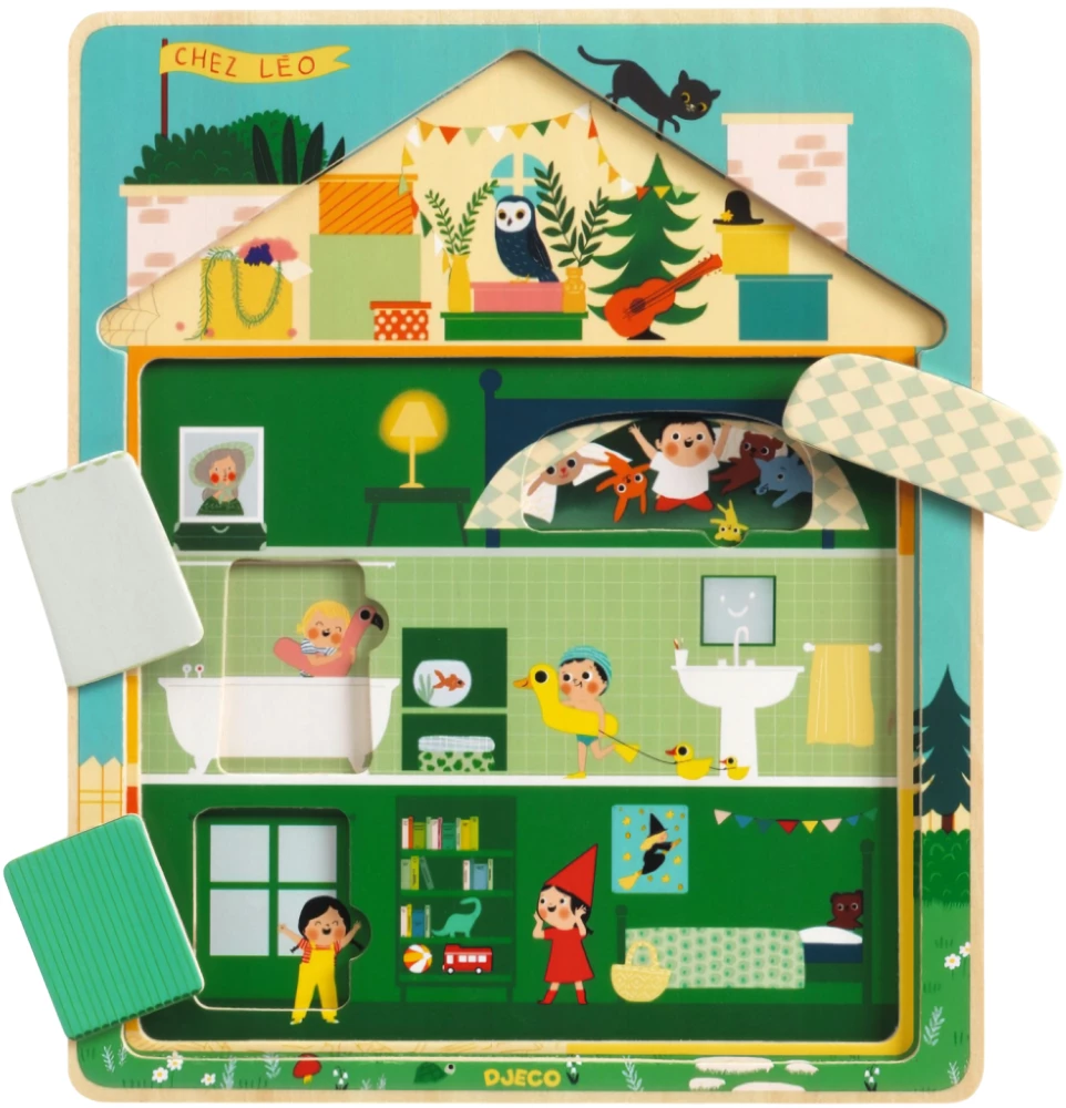 Puitpuzzle: 12 - Maja, 3 taset