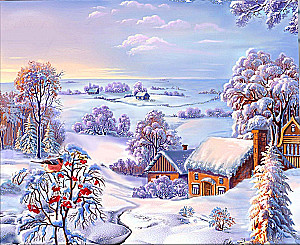 Bilder nach Zahlen mit Kristallen aus Kristall 40x50 cm - Winterlandschaft