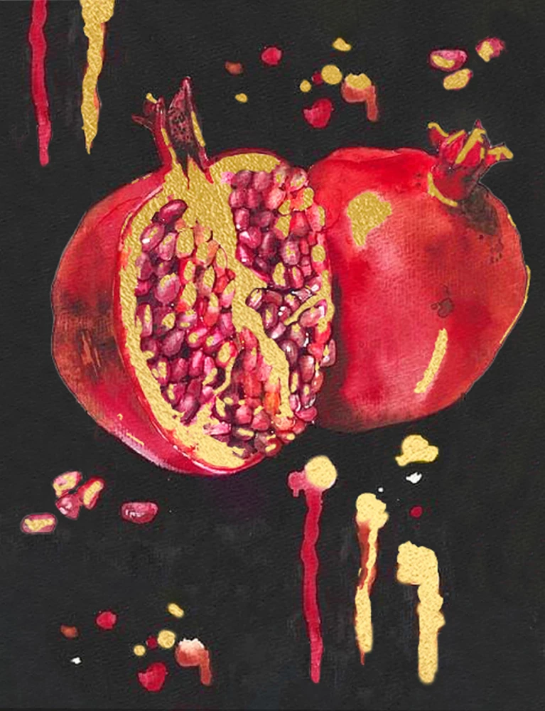 Glezna pēc numuriem ar zeltu 40x50 cm - Melns audekls Sātīgs granāts