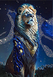 Glezna pēc numuriem ar kristāliem 40x50 cm - Lauva
