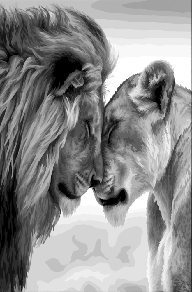 Painting by numbers with glow-in-the-dark paint 40x50 cm - Lion's Love