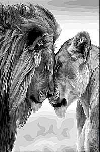 Painting by numbers with glow-in-the-dark paint 40x50 cm - Lion's Love