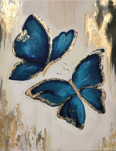 Картина по номерам с поталью 40х50 см - Синие бабочки