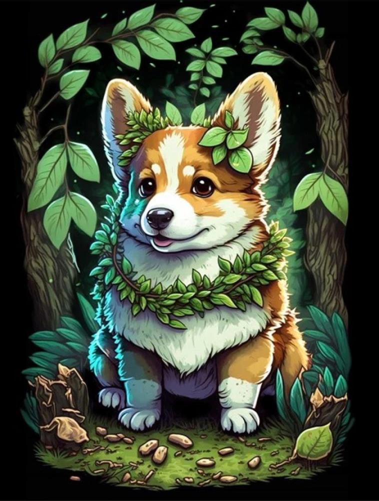 Картина по номерам 30х40 см - Щенок Корги