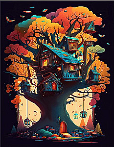 Картина по номерам 30х40 см - Маленький домик на дереве