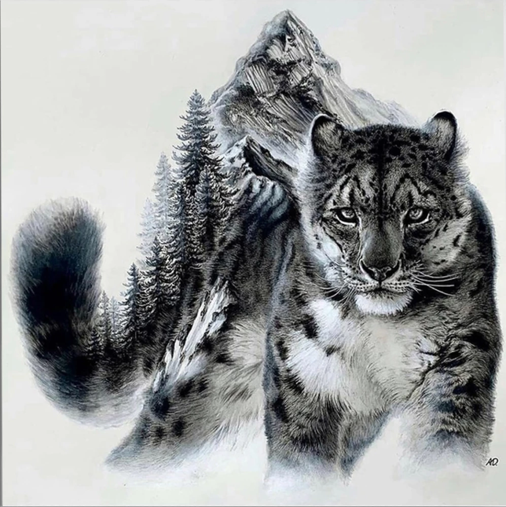 Картина по номерам 30х30 см - Снежный барс