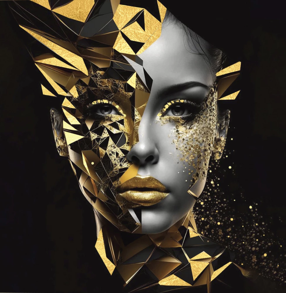 Картина по номерам с поталью 30х30 см - Золотая девушка