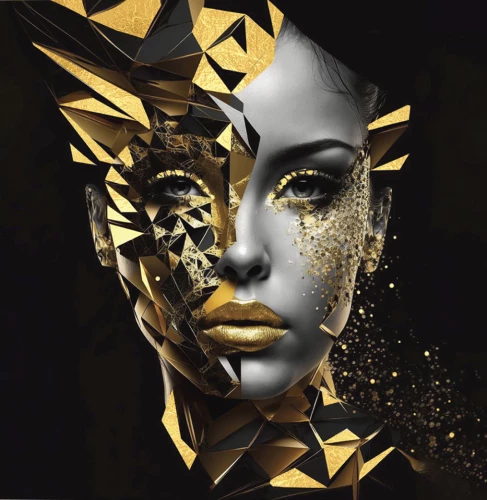 Картина по номерам с поталью 30х30 см - Золотая девушка