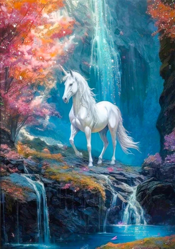 Картина по номерам с кристаллами из хрусталя 40х50 см - Сказочный единорог