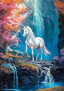 Картина по номерам с кристаллами из хрусталя 40х50 см - Сказочный единорог