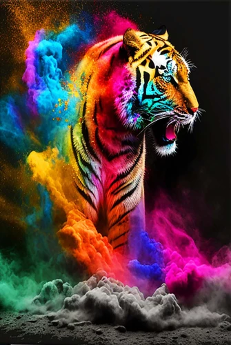Obraz do malowania po numerach z kryształami 40x50 cm - Neonowy tygrys