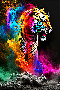 Obraz do malowania po numerach z kryształami 40x50 cm - Neonowy tygrys