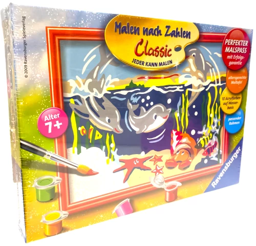 Картина по номерам - Дельфины, 13х18см