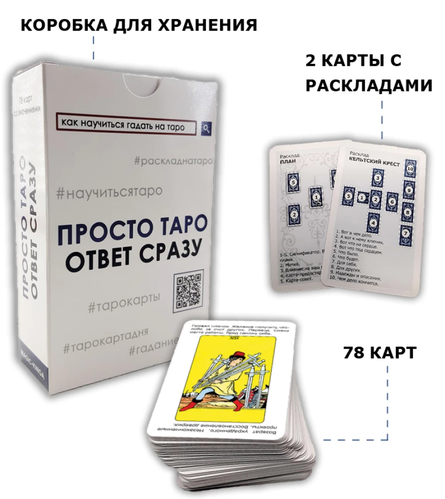 Karty wróżebne - Po prostu Tarot. Odpowiedź od razu (talia dla początkujących do wróżenia, 78 kart)