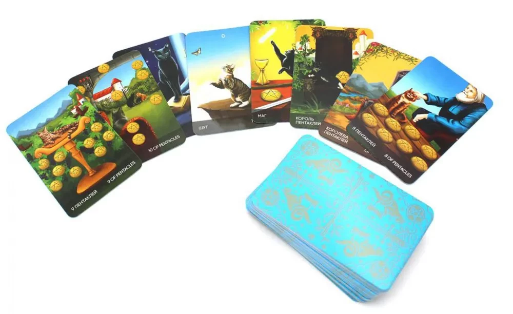 Karty wróżebne - Tarots Kotów (budżet), (talia 78 kart z instrukcją do wróżenia)