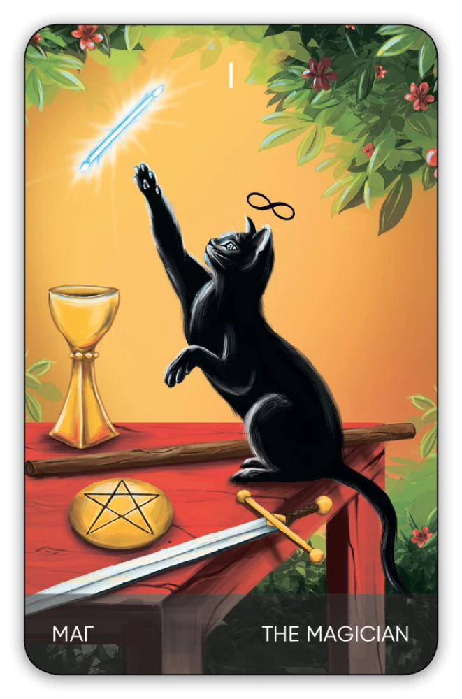 Karty wróżebne Tarota - Koty drogą. Cat's Way Tarot (zestaw 78 kart z książką instrukcją do wróżenia)