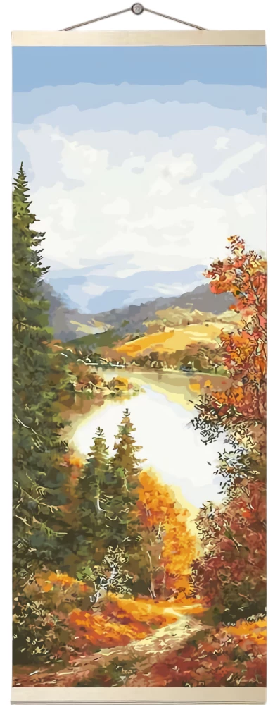 Numbrite maal - Kuldne sügis, seinapaneel, 35x90cm