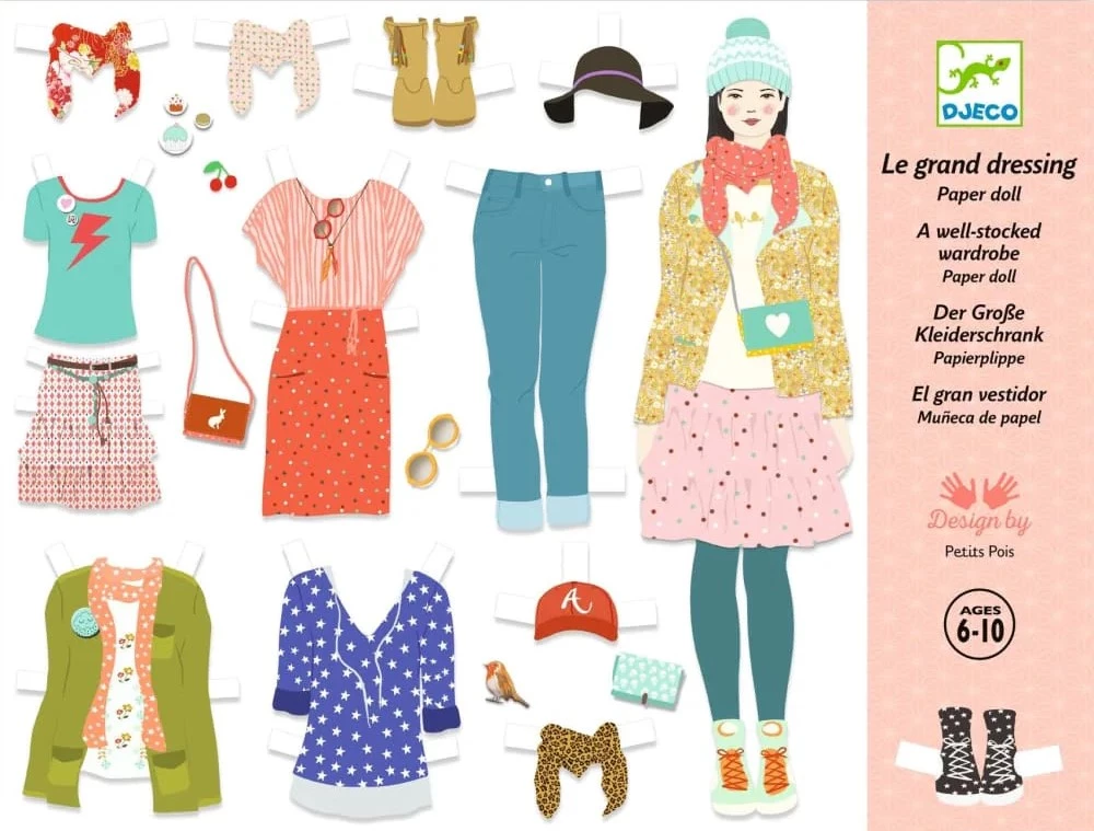 Набор для творчества - Примерка. Большой шкаф с картонными куклами, 110 деталей