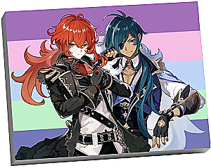 Glezna pēc numuriem - Genshin. Diljuks un Keja, 30x40cm