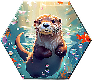 Numerių paveikslas su kristalais iš kristalų. Hexagon. Mielas jūrinis vidras